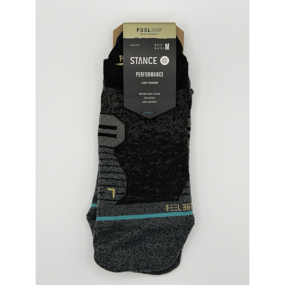 Stance Run Wool Tab Socks Black Mens Medium A248A20RWT NWT